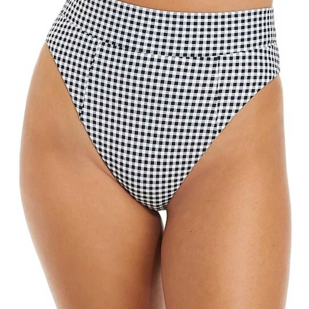Camino Mio Women's Black and White Checkered Swim Bottom